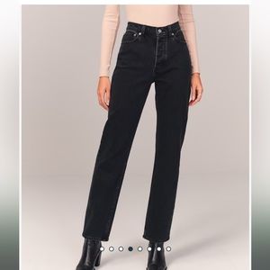 Abercrombie & Fitch High Rise Dad Jeans Straight Button Fly Black 28 6 Regular